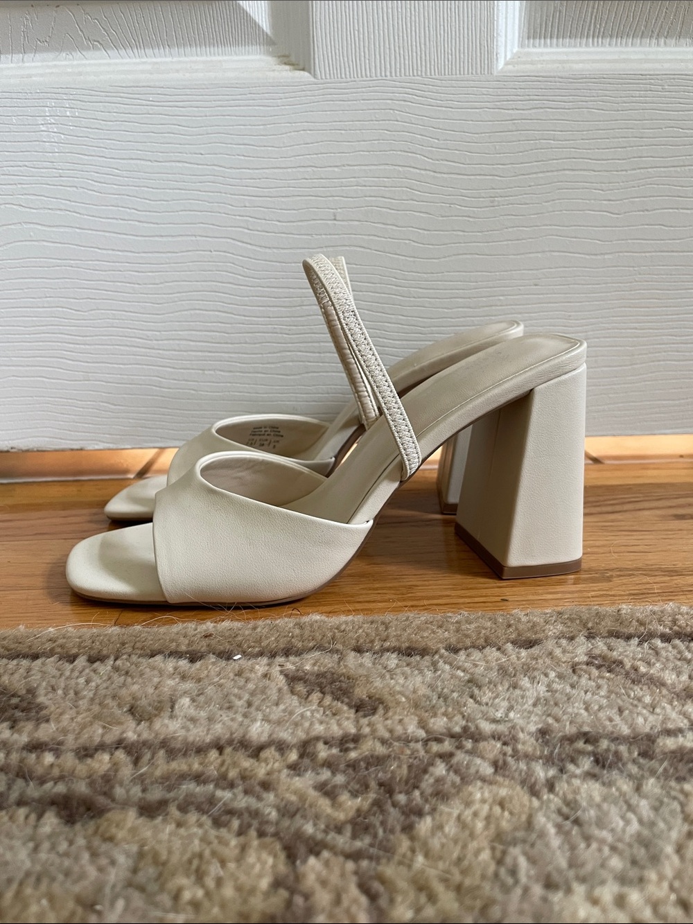 White Slingback Block Heels
